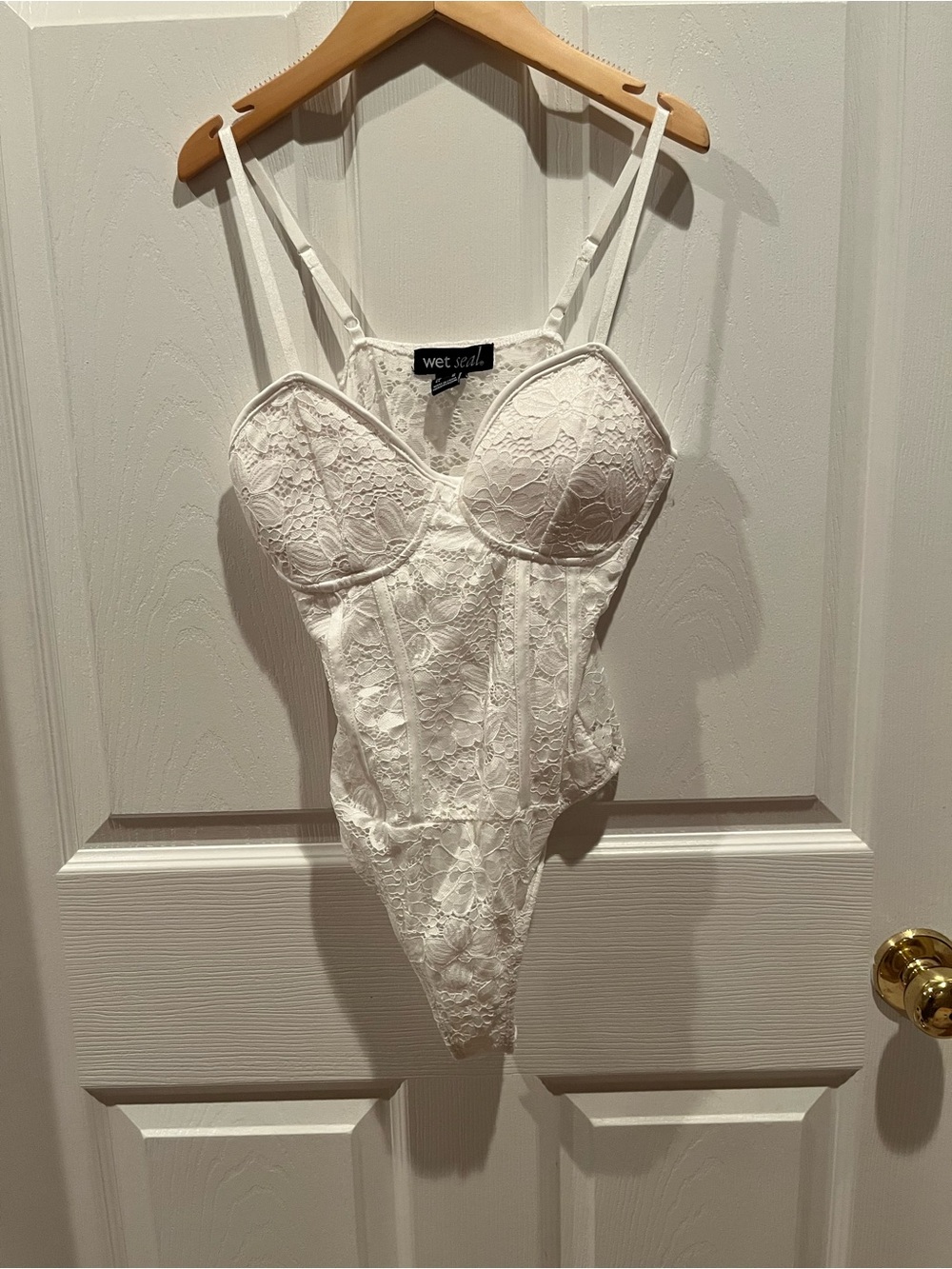 Wet Seal White Lace Bustier Bodysuit